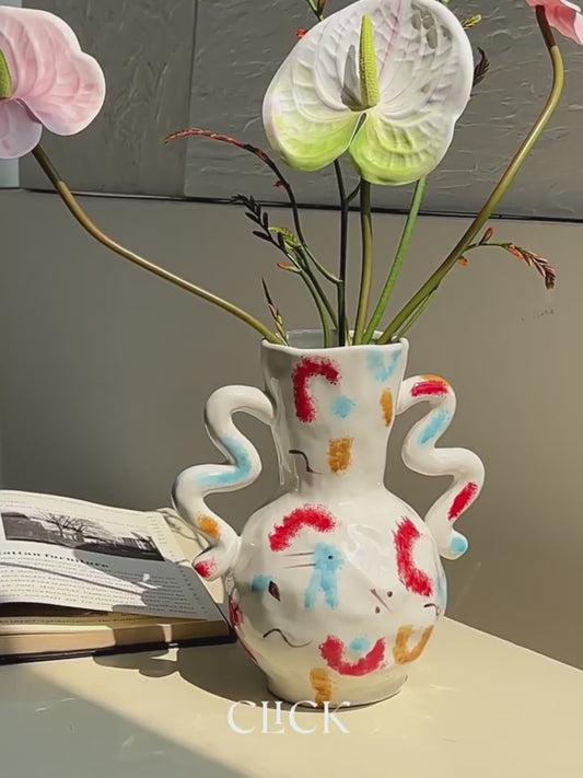 Hand-Painted Ceramic Vase & Mug