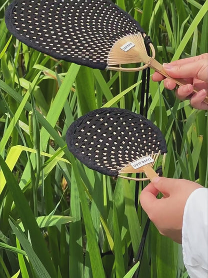 Handmade Leather Cord Woven Bamboo Fan