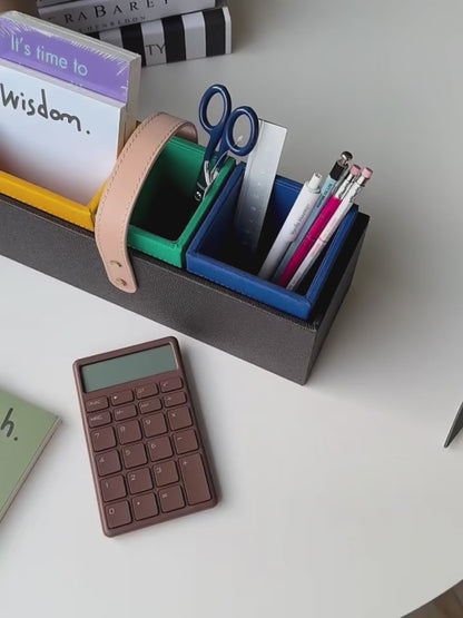 3-in-1 Divided Leather Desk Organizer