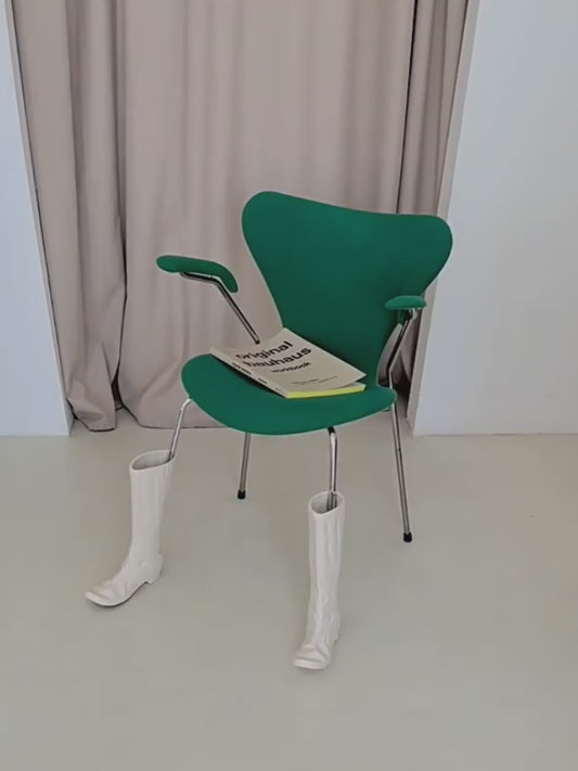 White Boot-Shaped Ceramic Vase