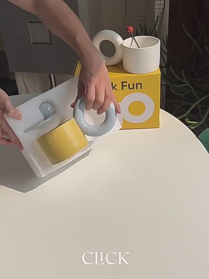 Donut Large Handle with Lid Ceramic Mug