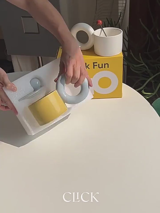 Donut Large Handle with Lid Ceramic Mug